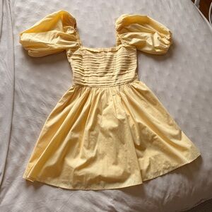 Abercrombie & Fitch Yellow Emerson Waisted Poplin Mini Dress